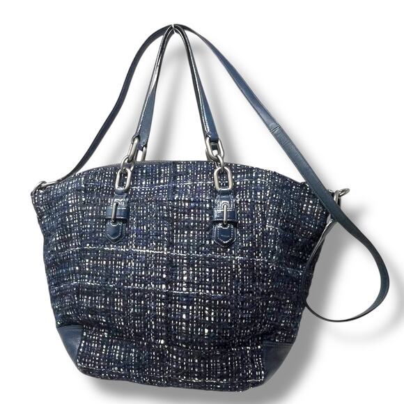 RARE Coach Chelsea Bouclé Mersin Tweed Shoulder Tote Navy Blue Style 17813 $398 - Picture 12 of 12